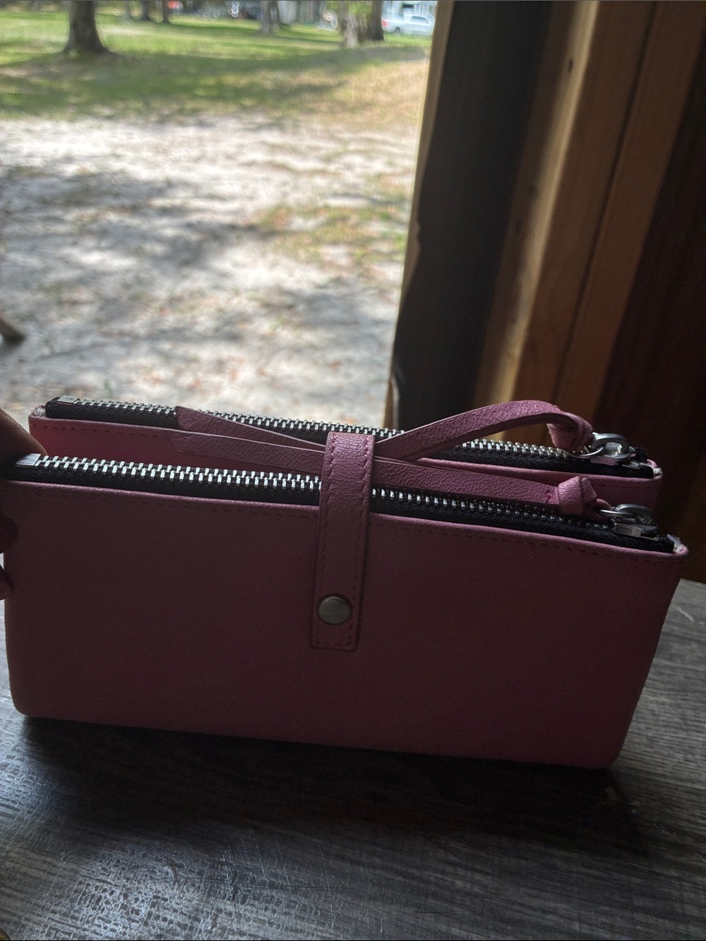 Lucky Brand Pink Double-Zip Wristlet Clutch